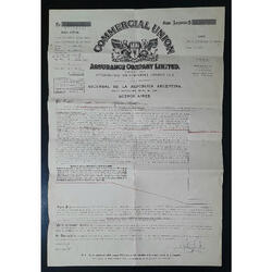 ARGENTINA1958 PÓLIZA DE SEGUROS DE COMMERCIAL UNION RELIQUIA