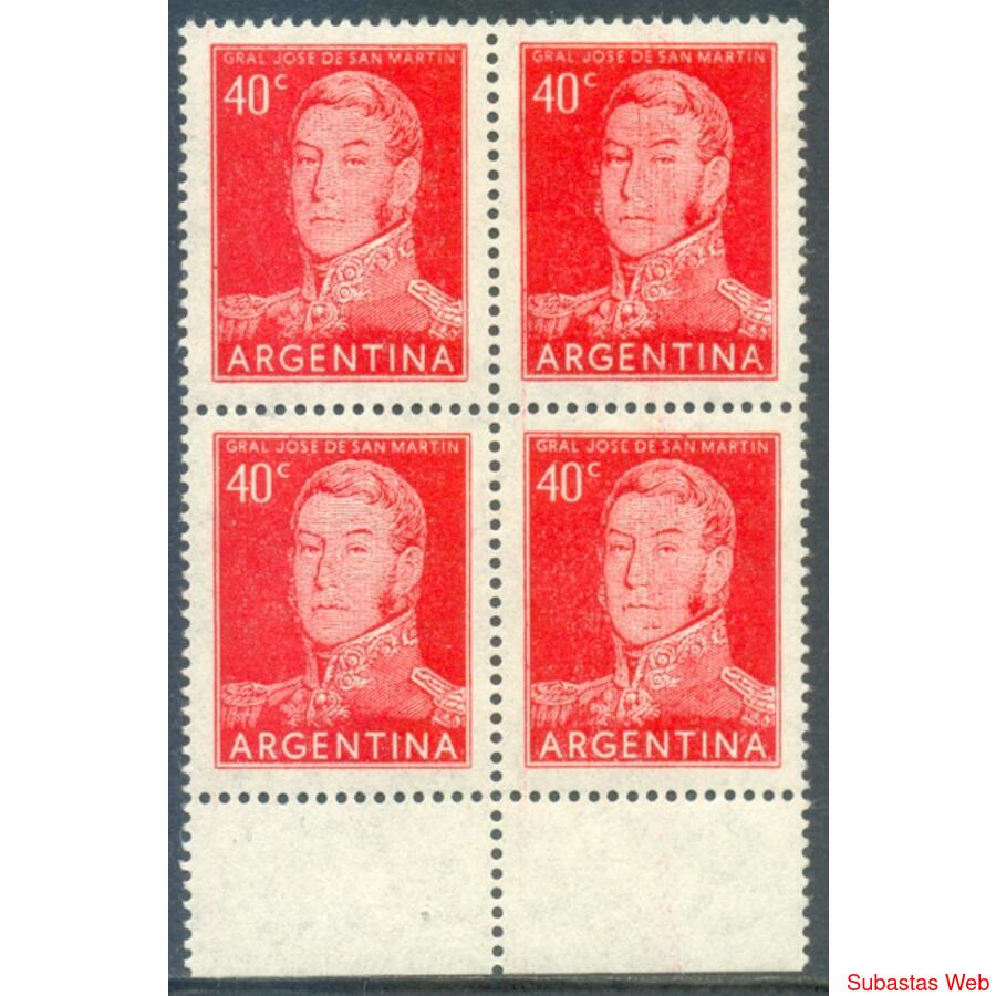 ARGENTINA GJ1040a CUADRO MINT PAPEL GOFRADO RAYADO U$40.00
