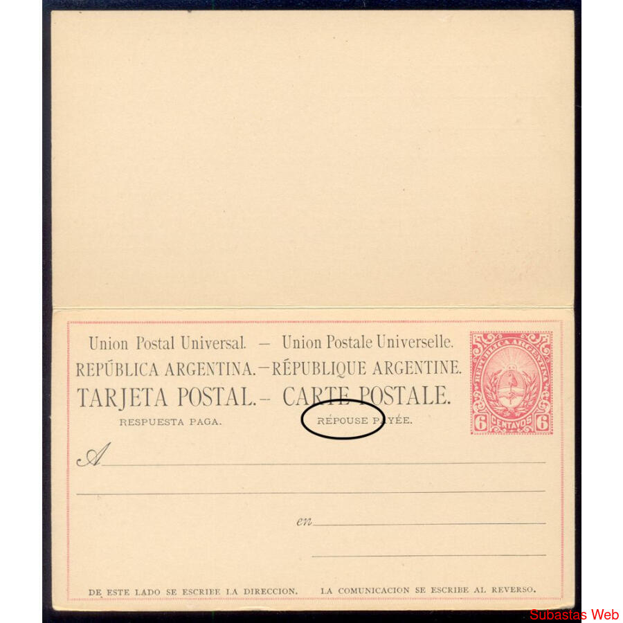 ARGENTINA GJTAR-4 TARJETA CON RESPUESTA PAGA y ERROR U$10.00